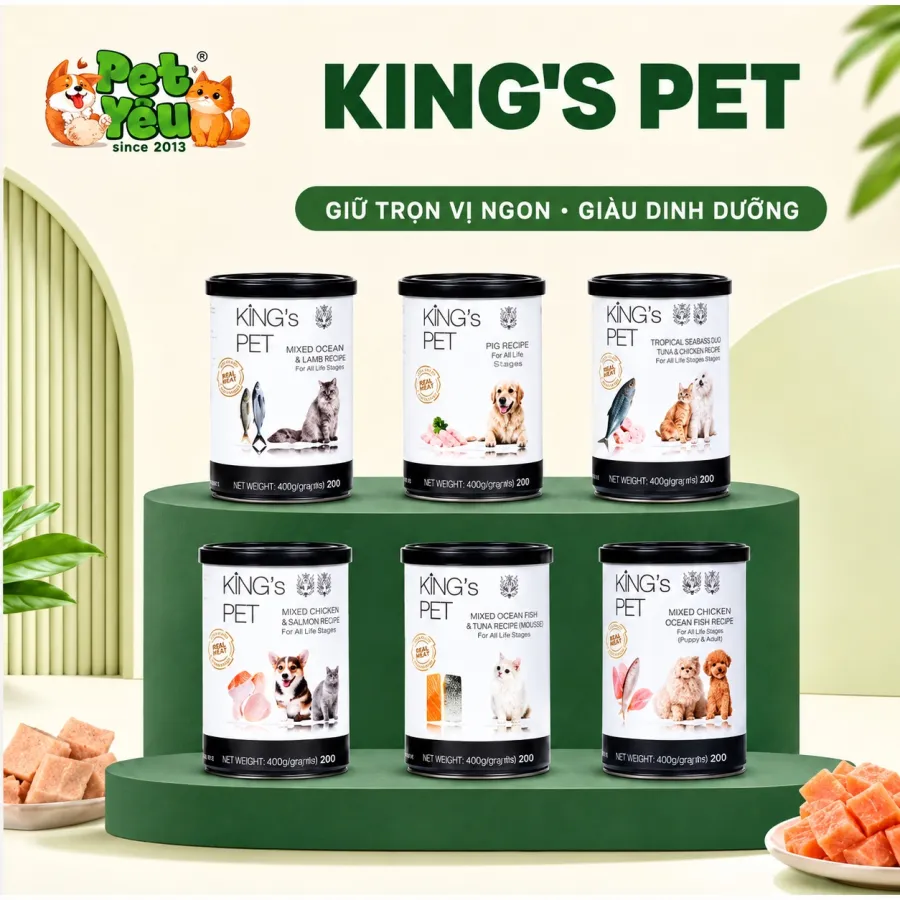 Pate Cao Cấp King's Pet Dành Cho Chó & Mèo - Lon 380G