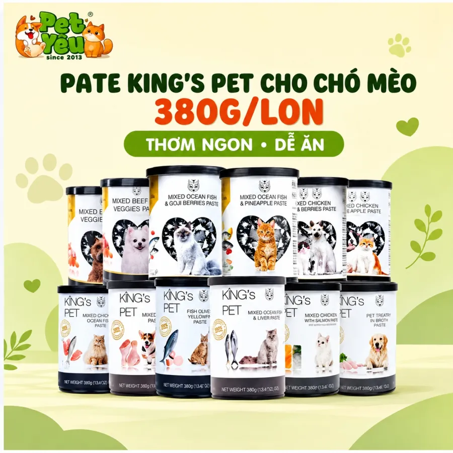 Pate Cao Cấp King's Pet Dành Cho Mèo & Chó - Lon 380G