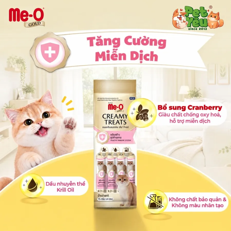 Súp thưởng Cao Cấp Me-o Gold Cho Mèo - 60G (15g x 4 thanh)