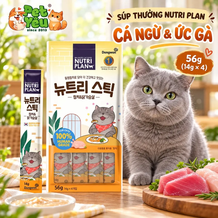 Súp Thưởng Nutri Plan Dành Cho Mèo Xuất Xứ Hàn Quốc - 56G