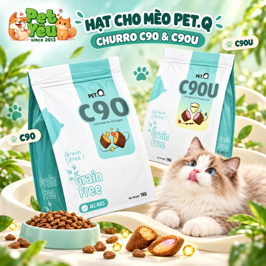 Thức Ăn Hạt Cho Mèo PetQ Churro C90 & C90U - Túi 1Kg