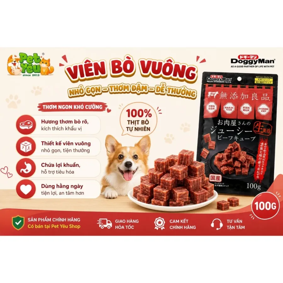 Bánh Thưởng DoggyMan Vị Bò Cho Chó – 100G