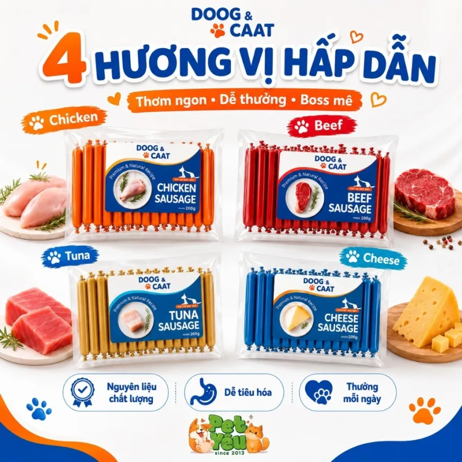 Xúc Xích DOOG & CAAT Dành Cho Chó Mèo - Gói 30 Cây-337