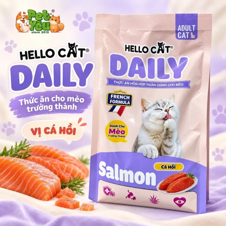 Thức Ăn Hạt Cho Mèo Trưởng Thành Hello Cat Daily - Túi 1Kg