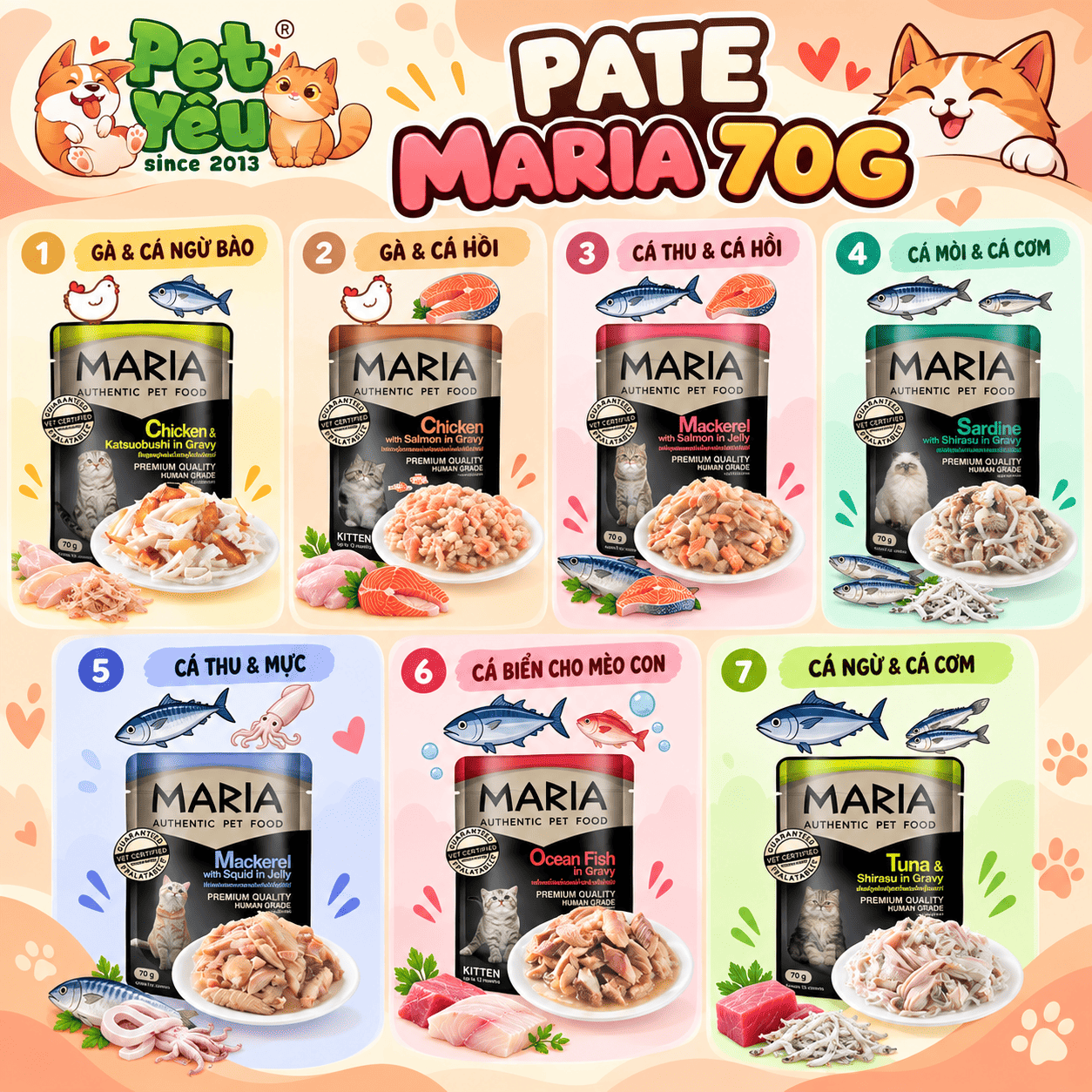 Pate Maria Nhập Khẩu Từ Thái Lan Dành Cho Mèo Mọi Lứa Tuổi - Gói 70G