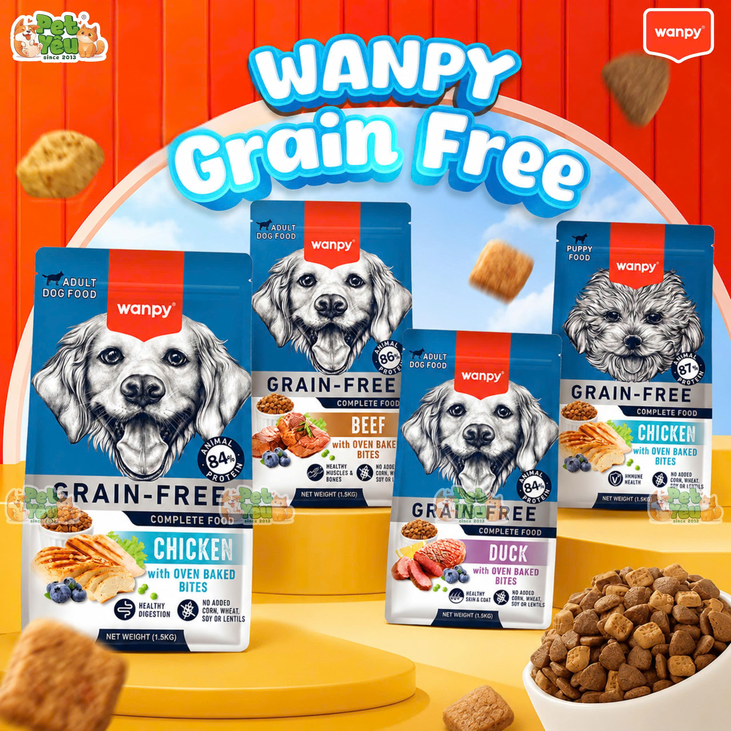 Hạt Wanpy Grain-Free cho chó mọi lứa tuổi