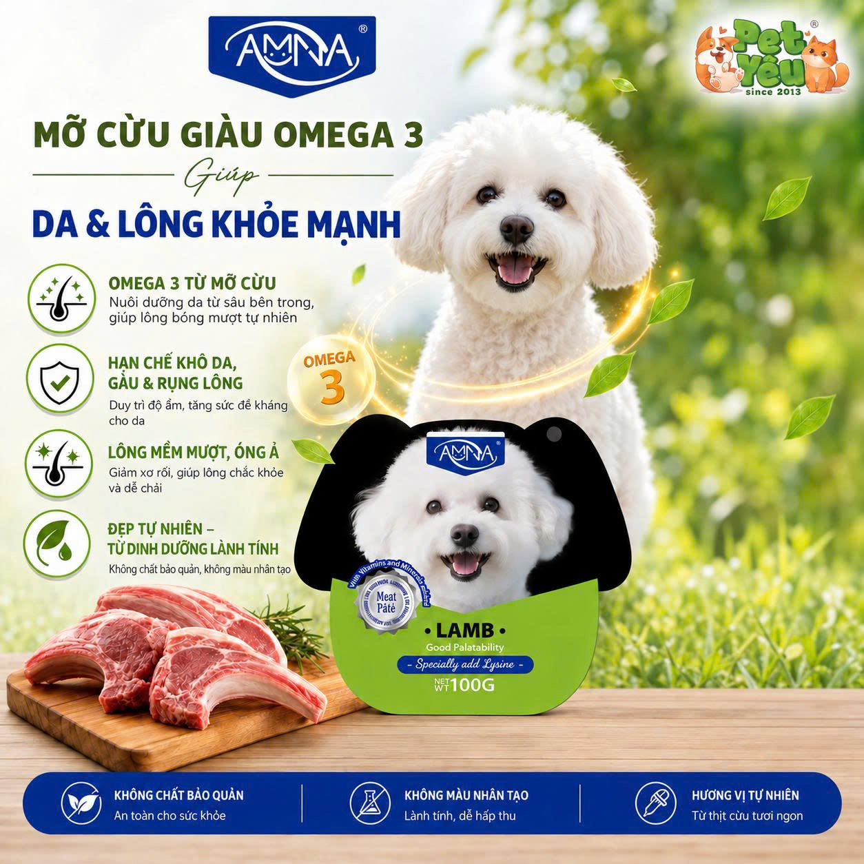 Pate AMNA 100G Cho Chó – Thịt Tươi Nguyên Chất Giàu Protein