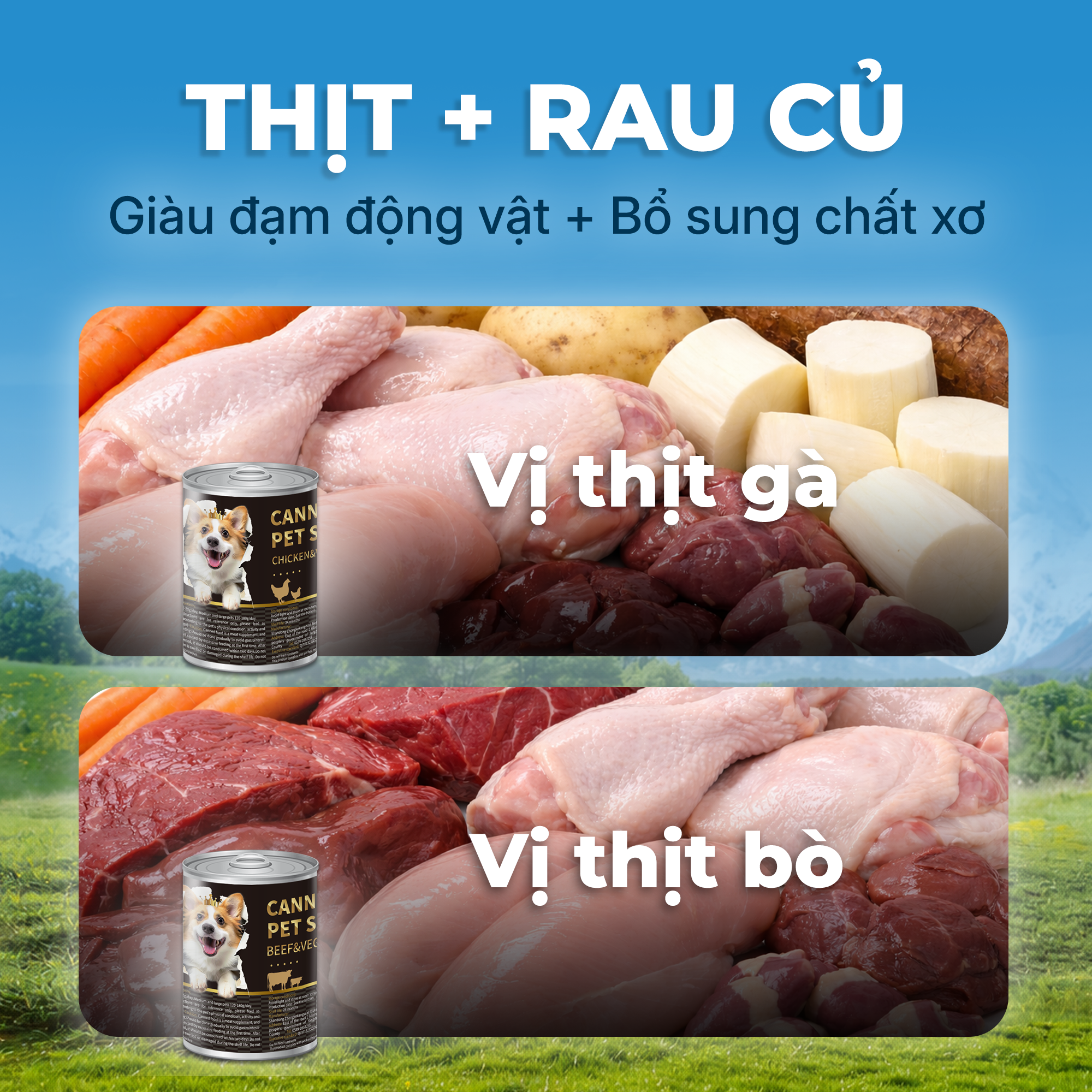 Pate thịt & rau củ cho chó từ 3 tháng tuổi FAENBEI- Lon 375G