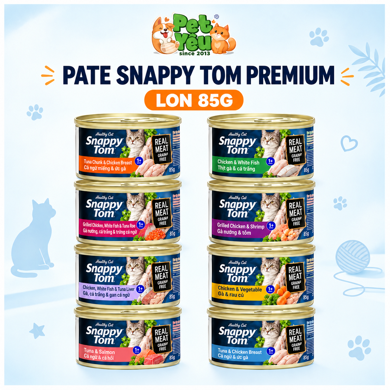 Pate Snappy Tom Premium Cho Mèo Lon 85G