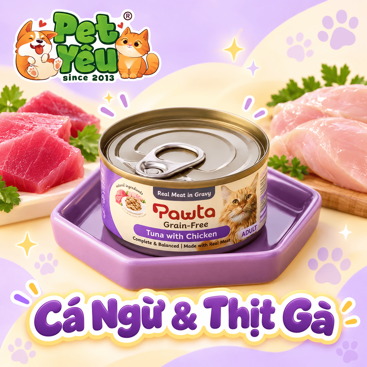 Pate Pawta Không Chứa Ngũ Cốc Cho Mèo Lon 70G 