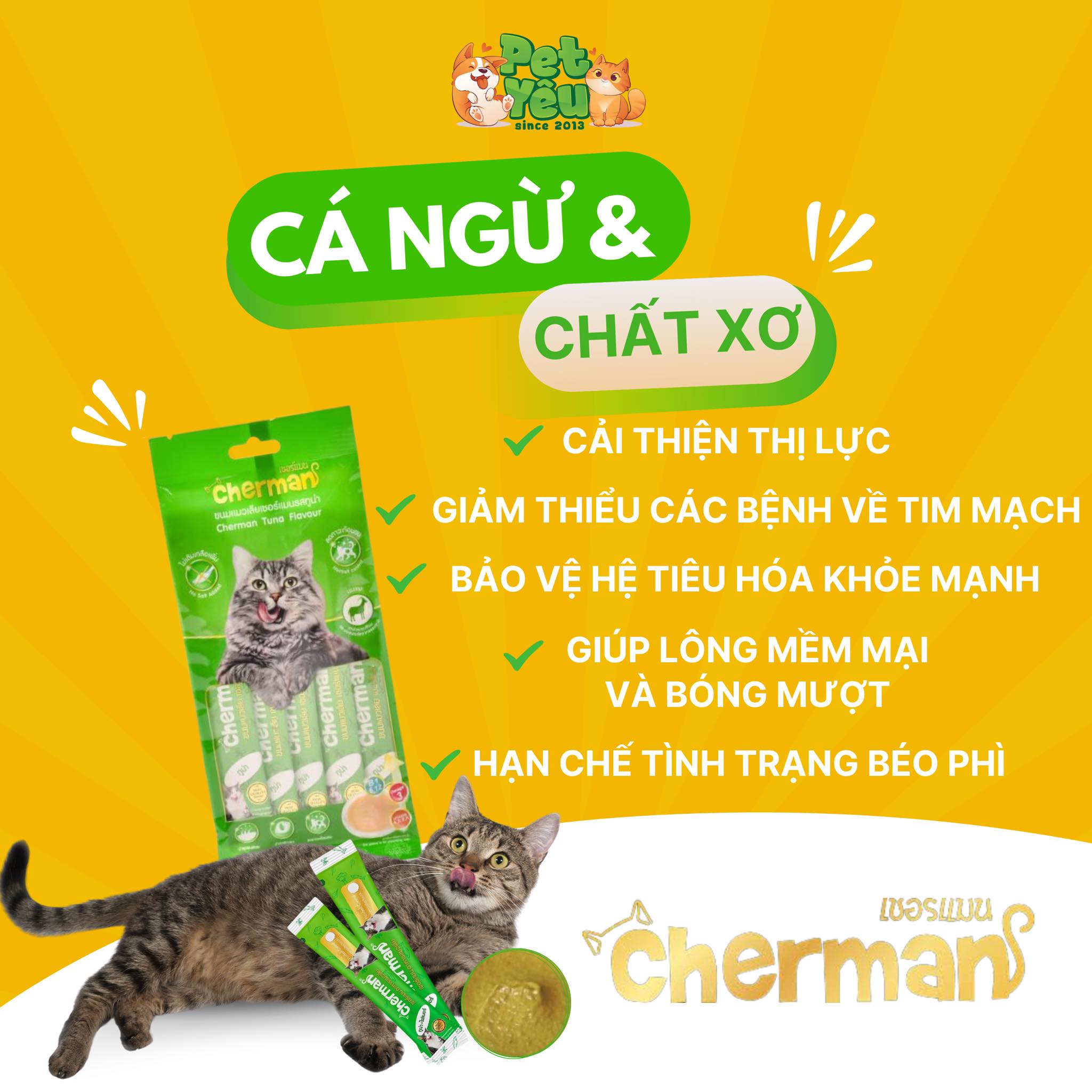 Súp Thưởng Cherman Creamy Treats Cho Mèo Túi 60g (12gx 5 gói)
