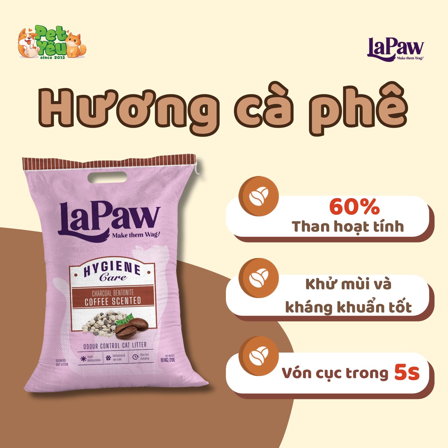 Cát Than hoạt tính mix đất sét LaPaw dành cho mèo- 20L