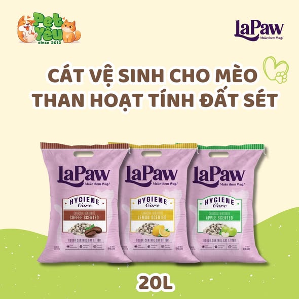 Cát Than hoạt tính mix đất sét LaPaw dành cho mèo- 20L
