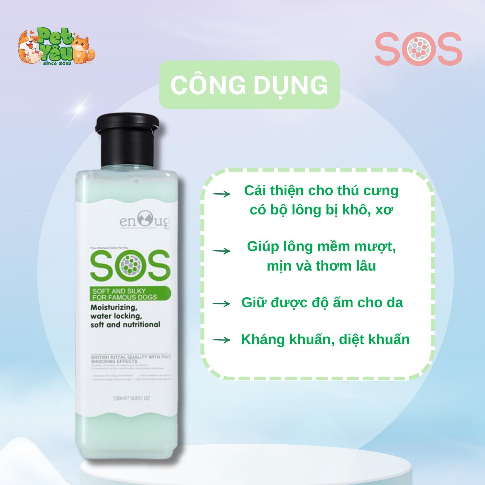 Sữa tắm SOS dành cho chó & mèo - Chai 530ML