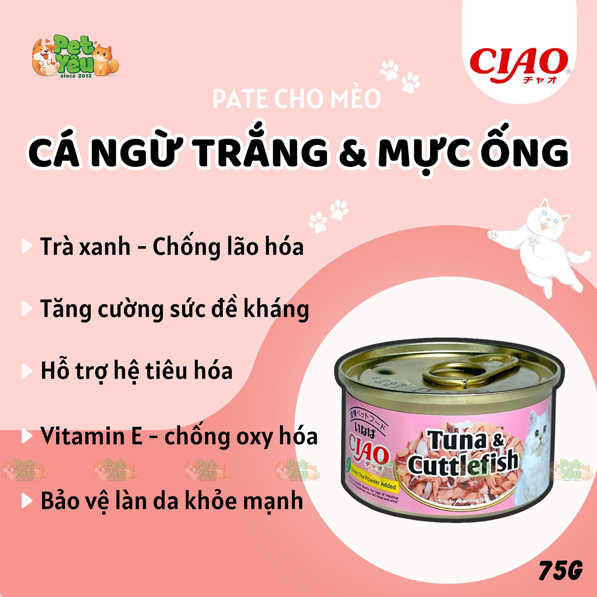 Pate Ciao Premium cho mèo - Lon 75G