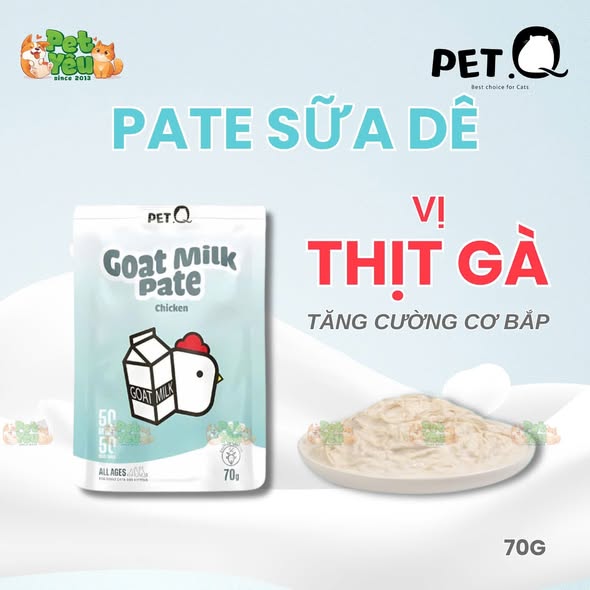 Pate sữa Dê PETQ dành cho mèo- Túi 70G