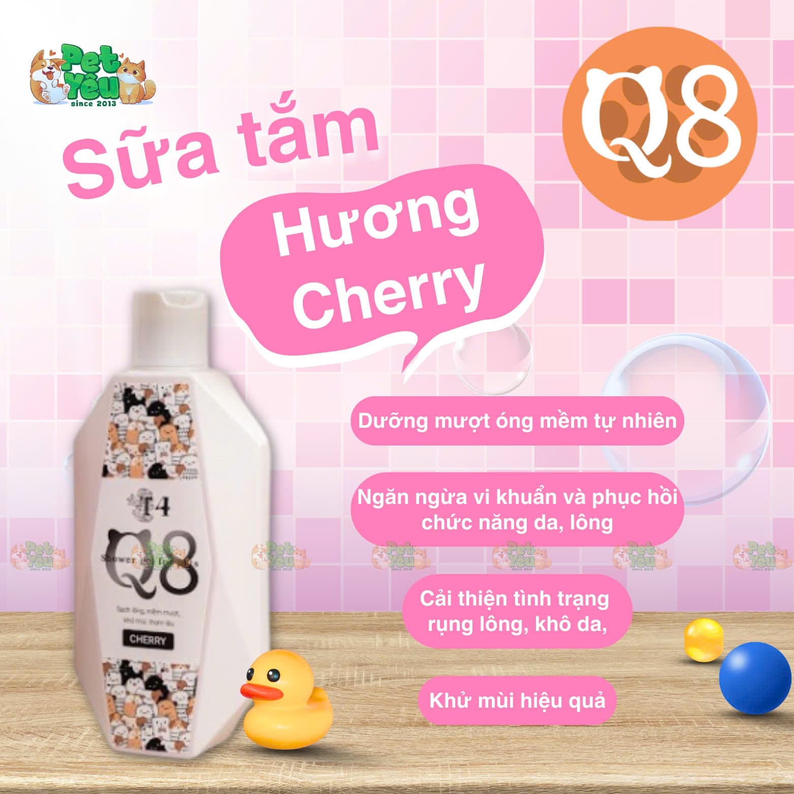 Sữa tắm dành cho chó, mèo Q8 - Chai 200ML