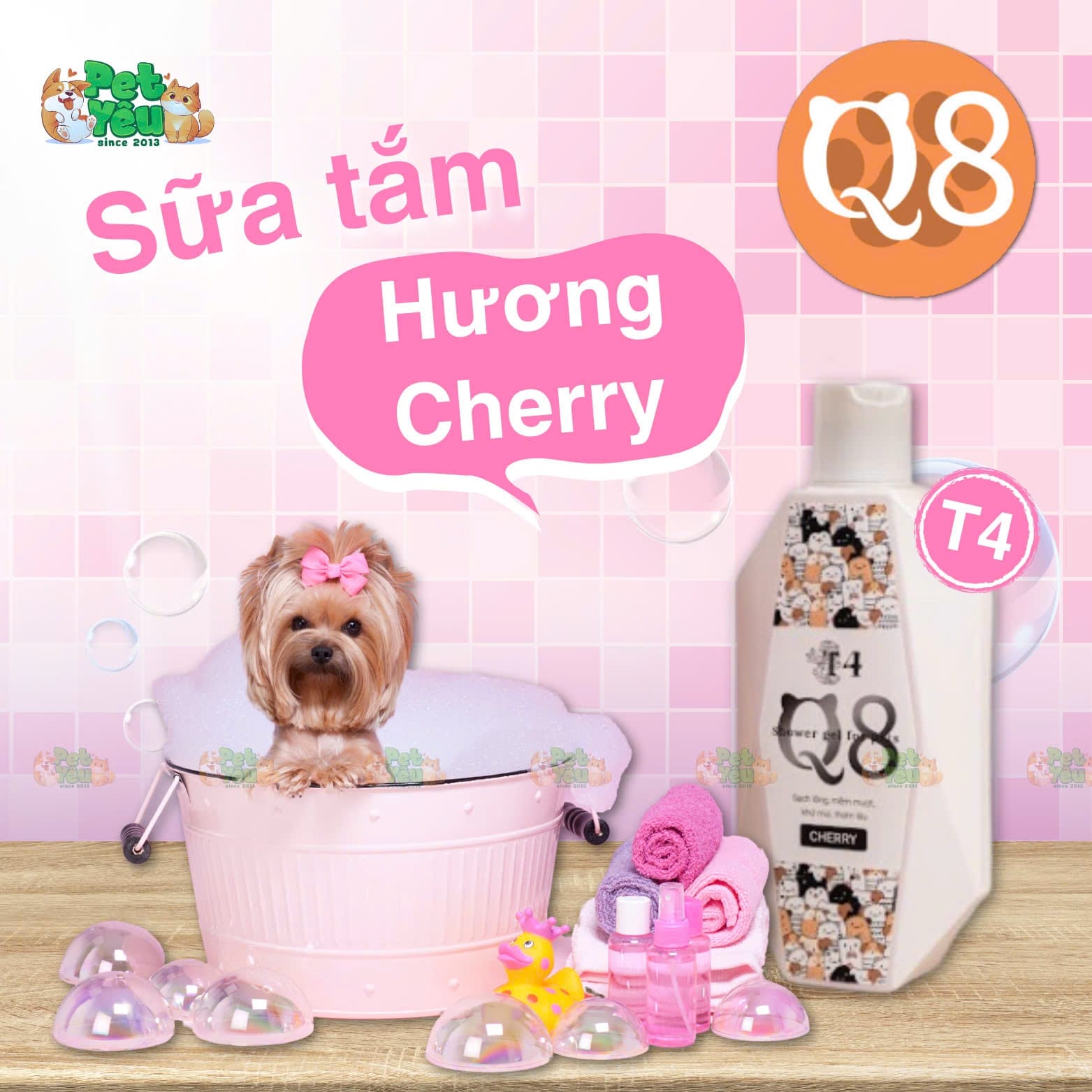 Sữa tắm dành cho chó, mèo Q8 - Chai 200ML