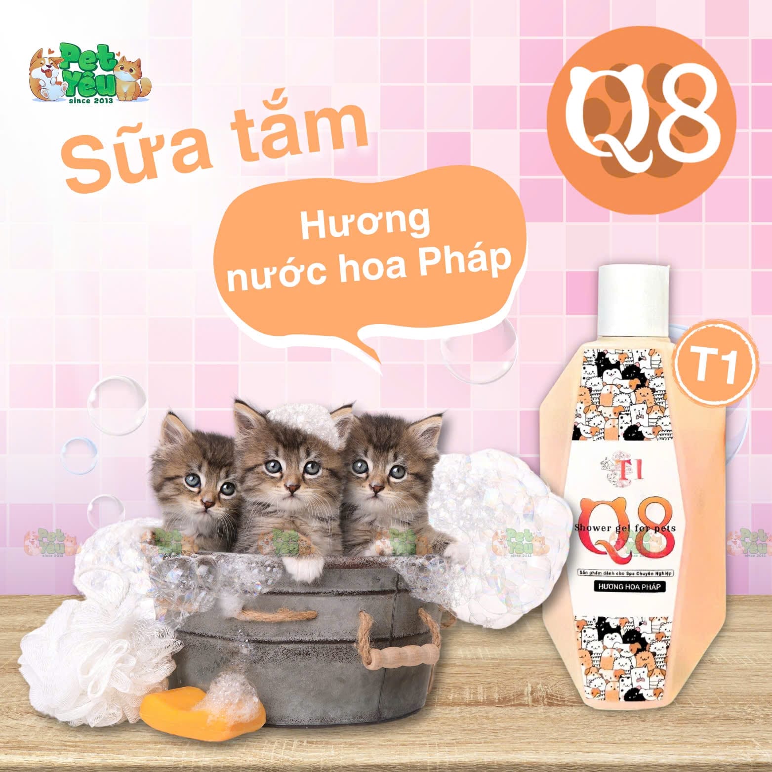 Sữa tắm dành cho chó, mèo Q8 - Chai 200ML