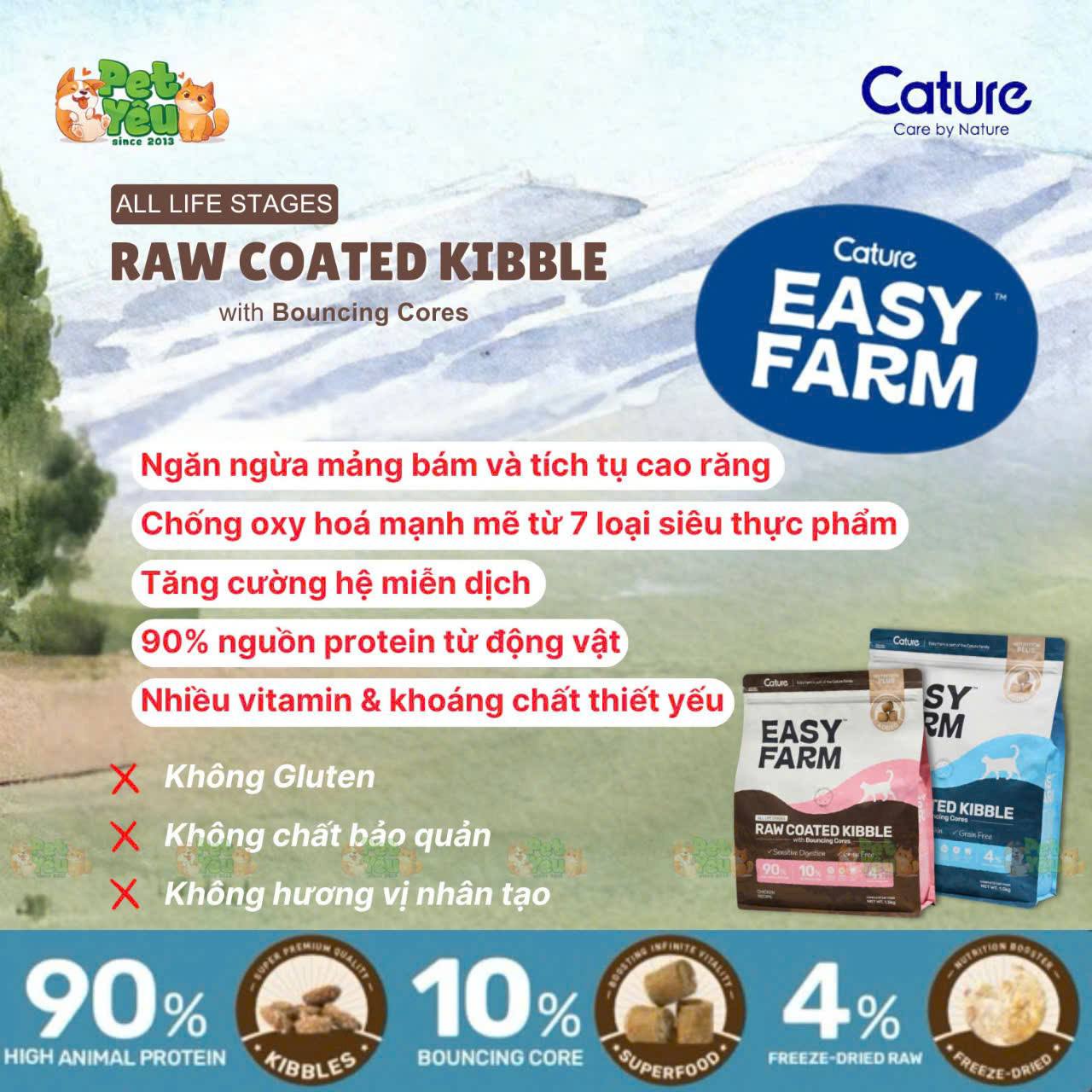 Hạt Cho Mèo Easy Farm-Raw Coated mix Topping