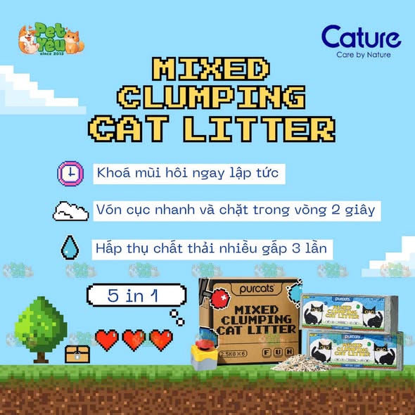 Cát đậu nành Purcats Mix Clumping 5in1 6L