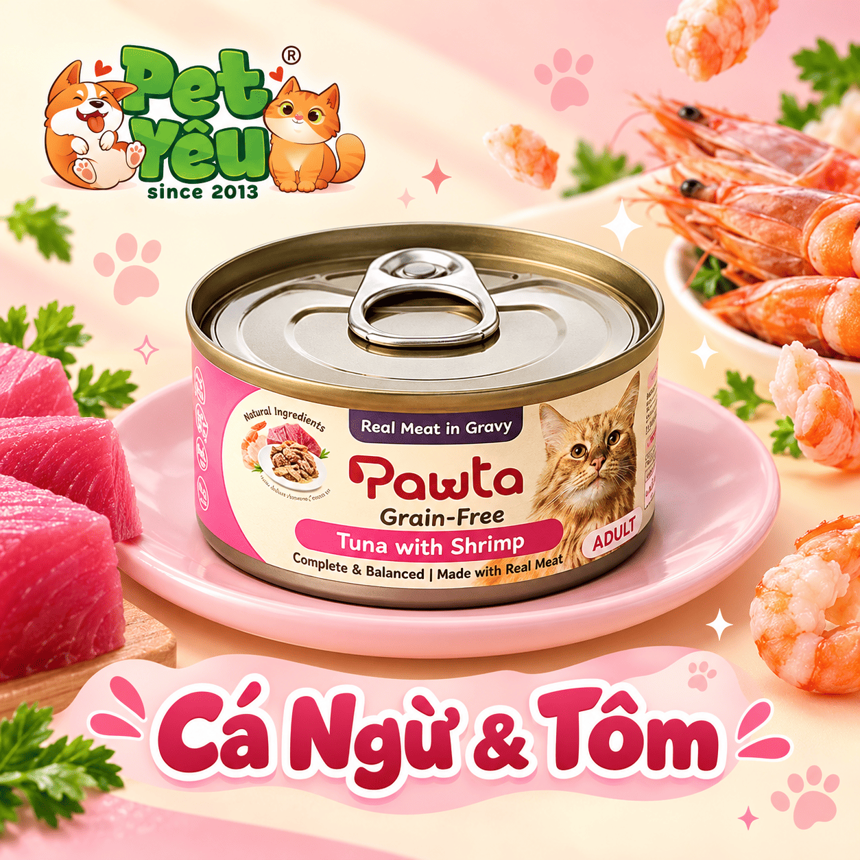 Pate Pawta Không Chứa Ngũ Cốc Cho Mèo Lon 70G 