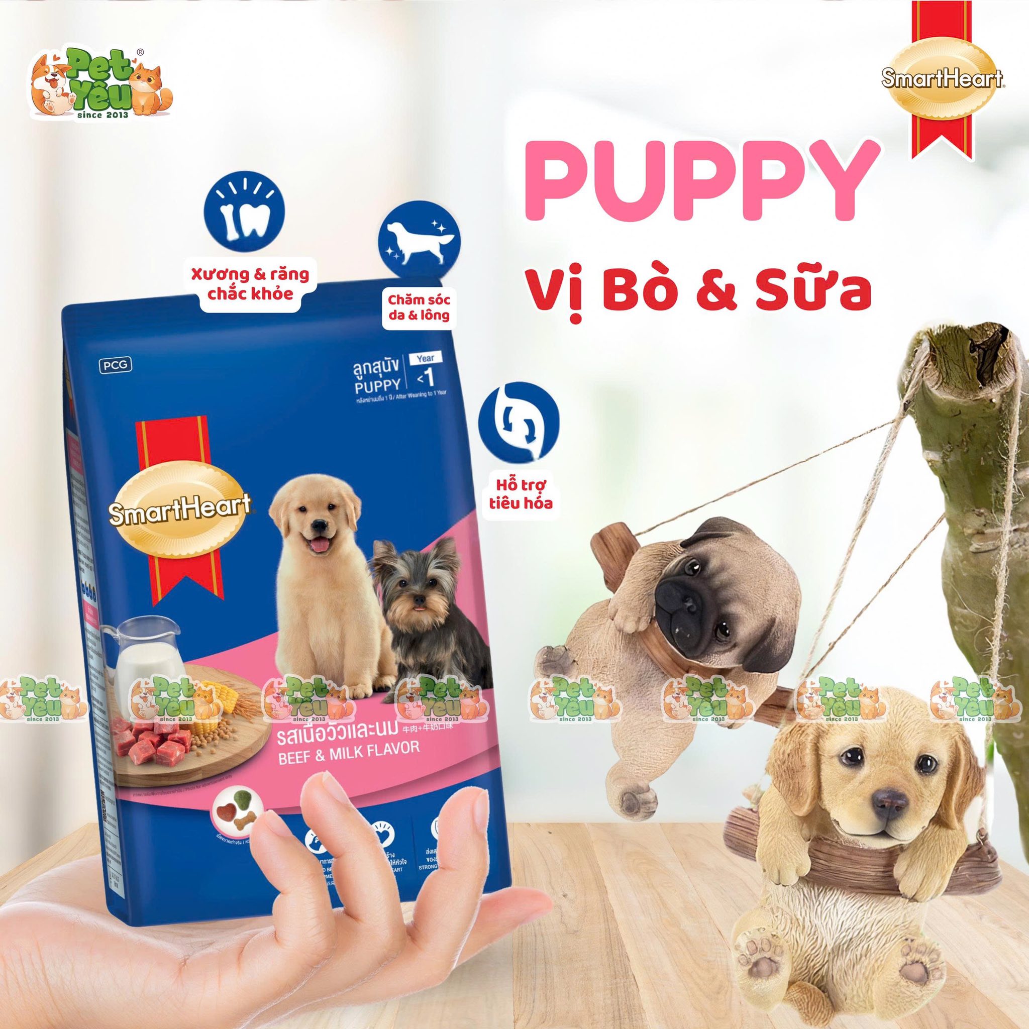 Hạt SMARTHEART dành cho chó - Túi 1,3Kg-1,5Kg