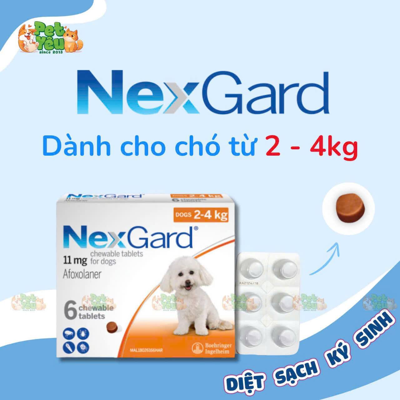Viên nhai Nexgard phòng và trị ve, bọ chét cho chó