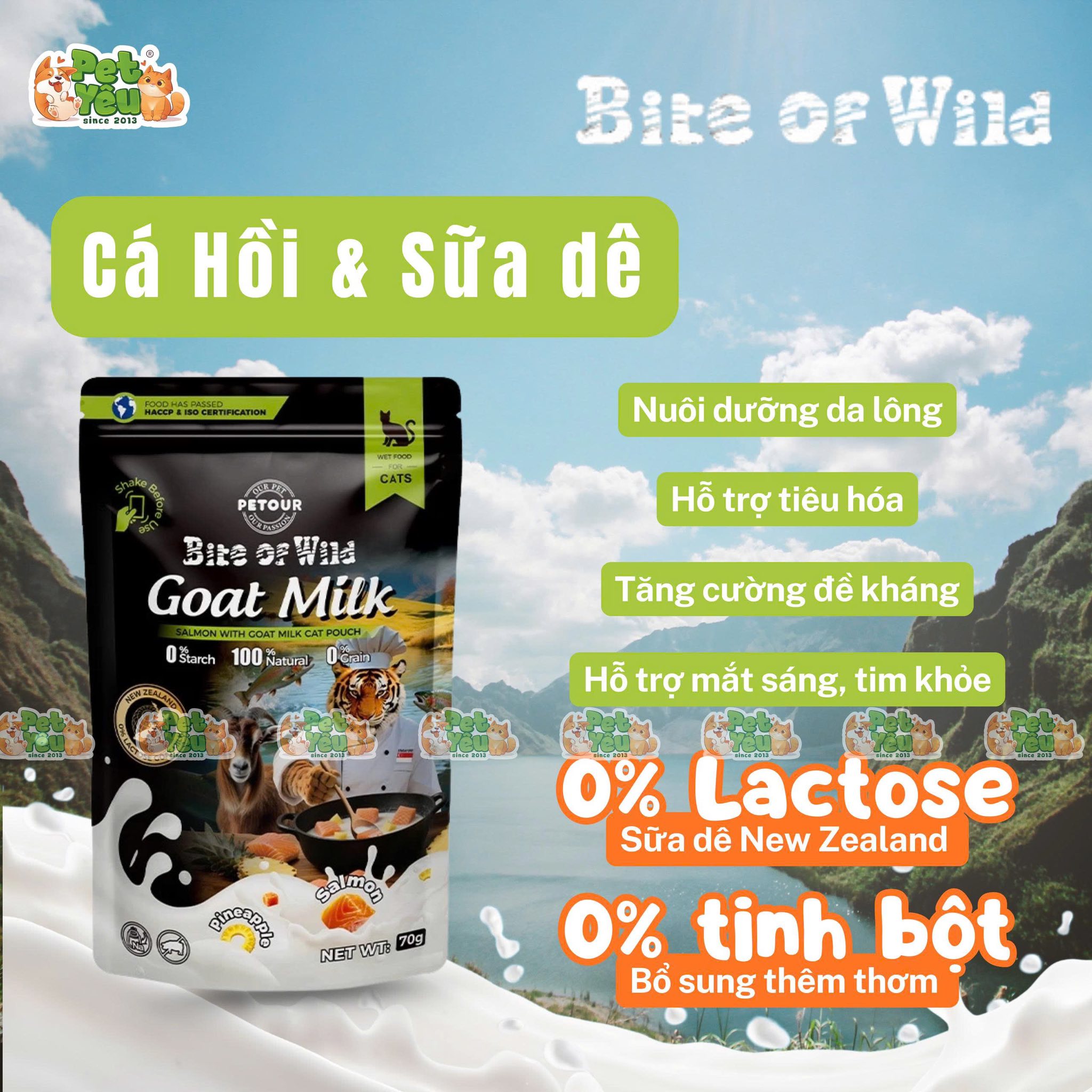 Pate mèo Bite Of Wild Dòng Sữa Dê (Túi 70g)