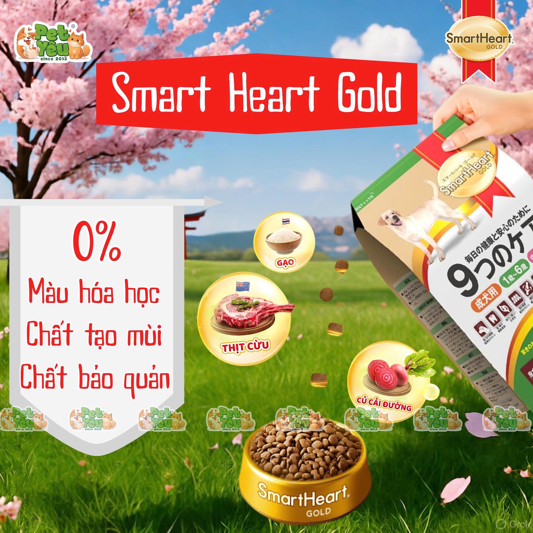 Hạt Cho Chó Trưởng Thành SmartHeart Gold Cao Cấp Vị Cừu & Gạo