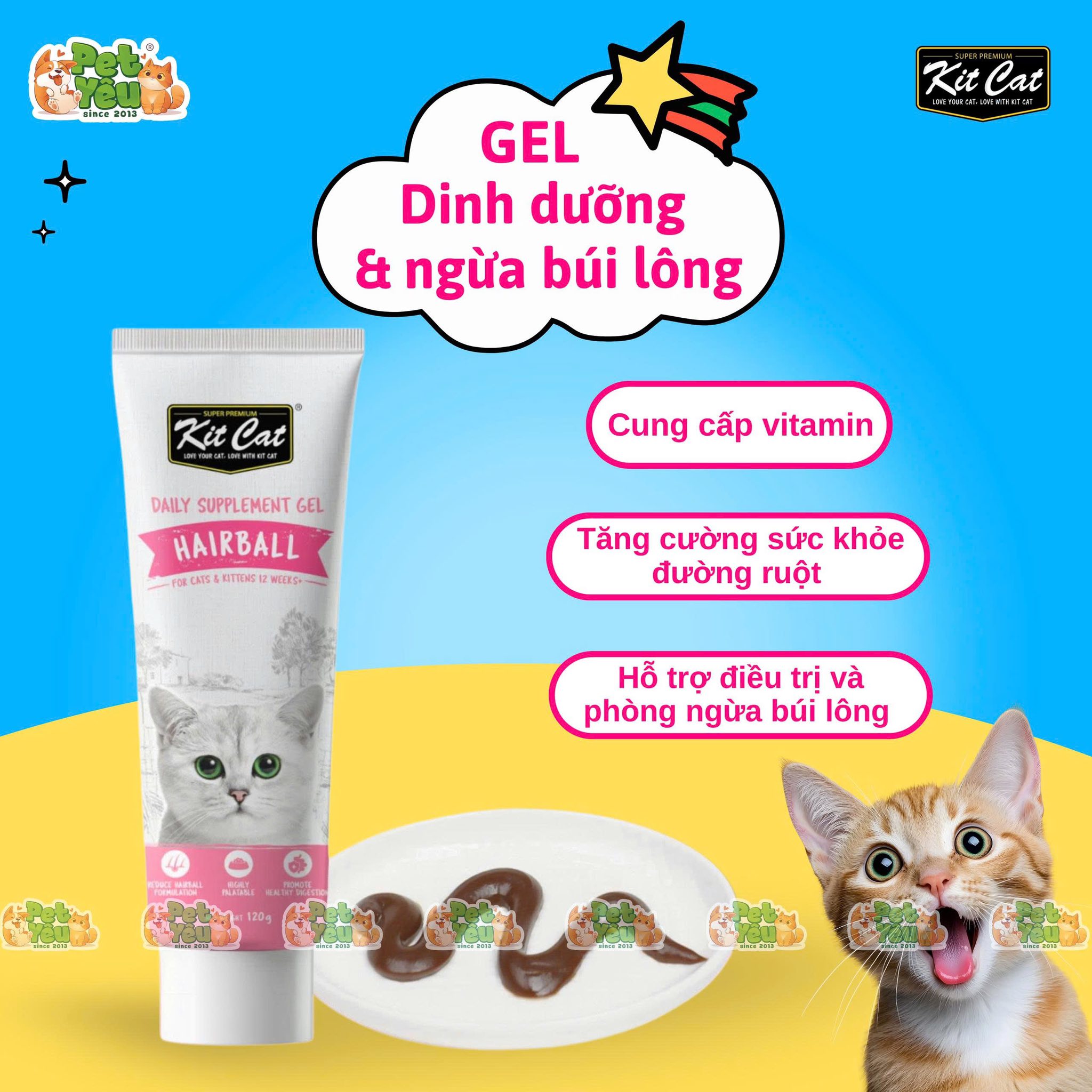 Gel dinh dưỡng KITCAT dành cho mèo tuýp 120g