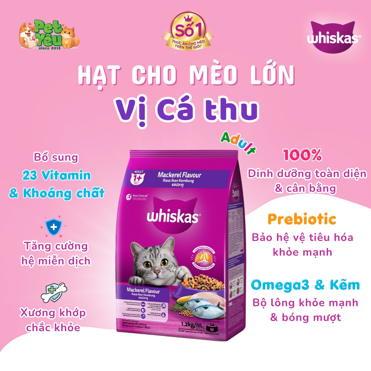 THỨC ĂN HẠT WHISKAS CHO MÈO