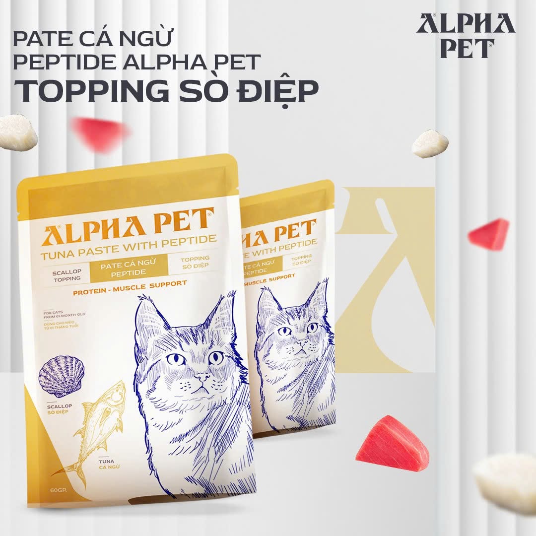 Pate Alpha Pet Cá Ngừ 60G Dành Cho Mèo – 8 Vị Topping Thơm Ngon