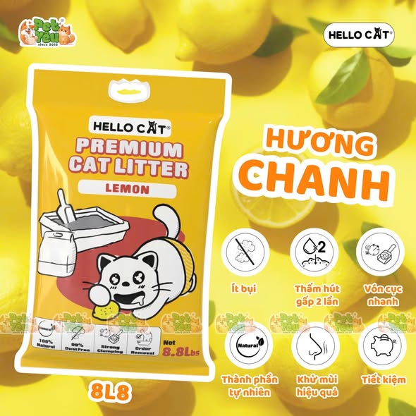 Cát đất sét dành cho mèo Hello Cat - 8L8