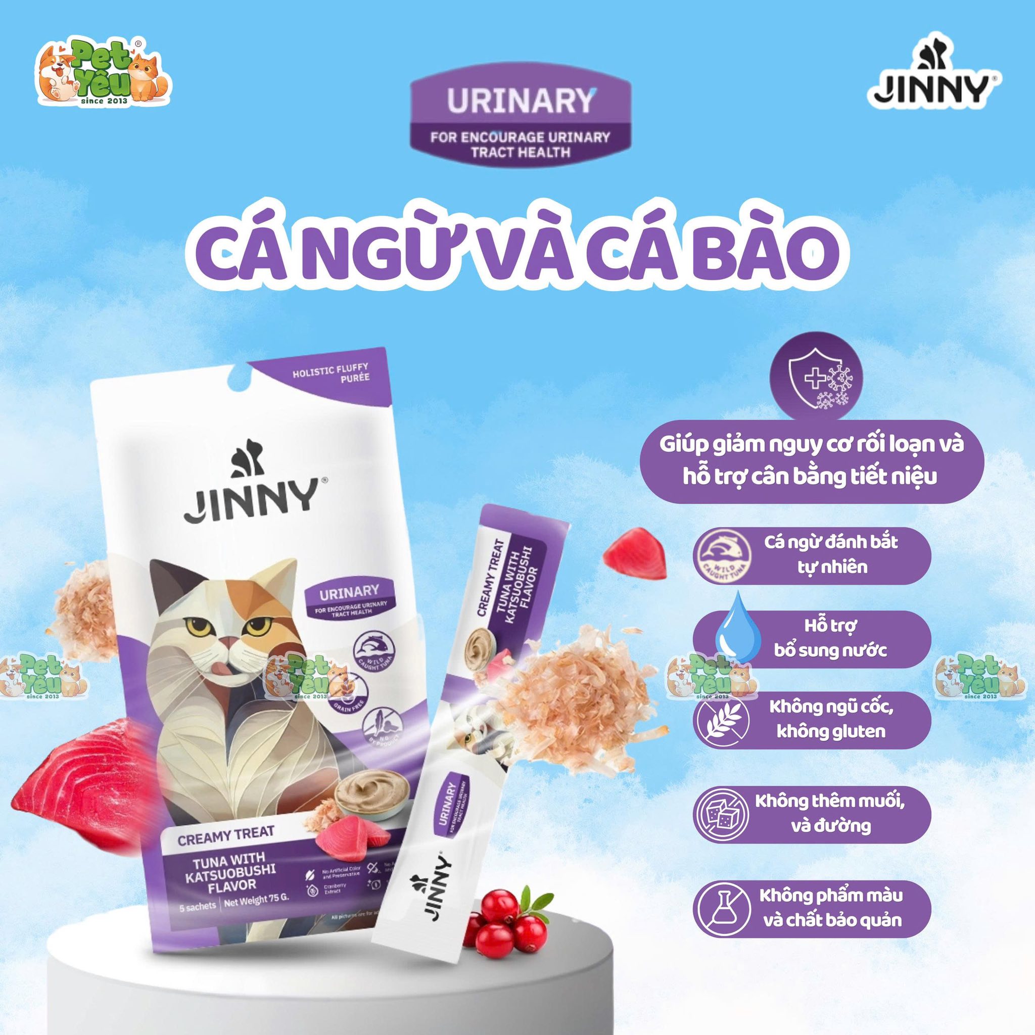 Súp thưởng dành cho mèo JINNY - Túi 75G ( 5Gói x 15G)