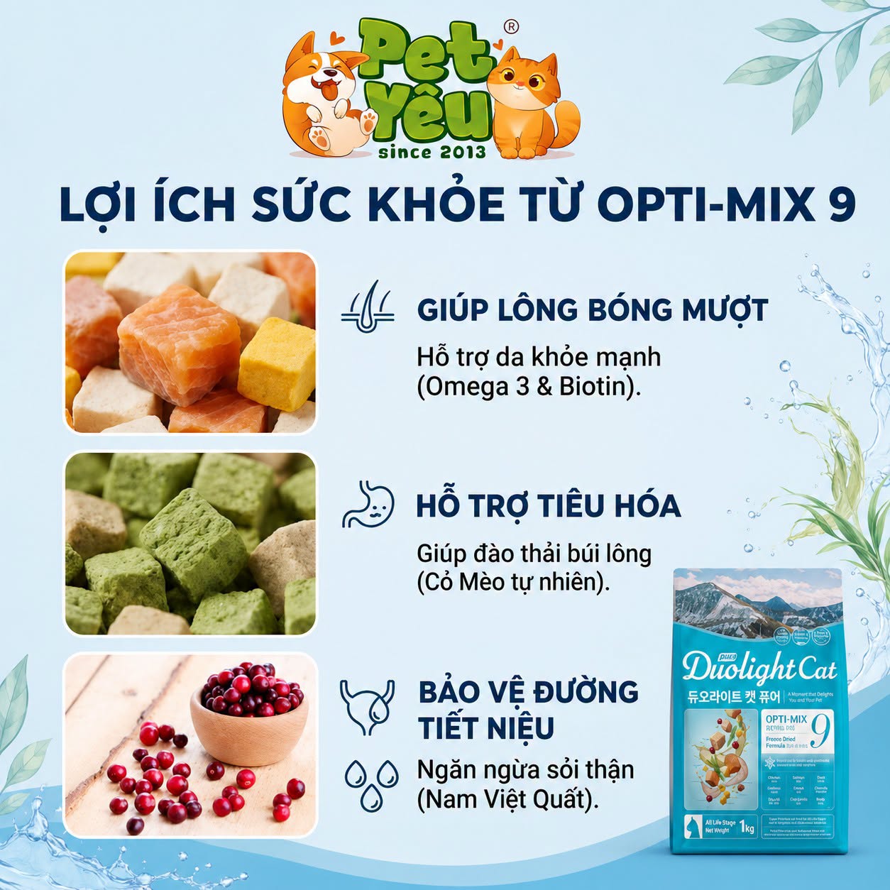 HẠT DUOLIGHT CAT PURE OPTI-MIX 9 FREEZE-DRIED FORMULA DÀNH CHO MÈO MỌI LỨA TUỔI