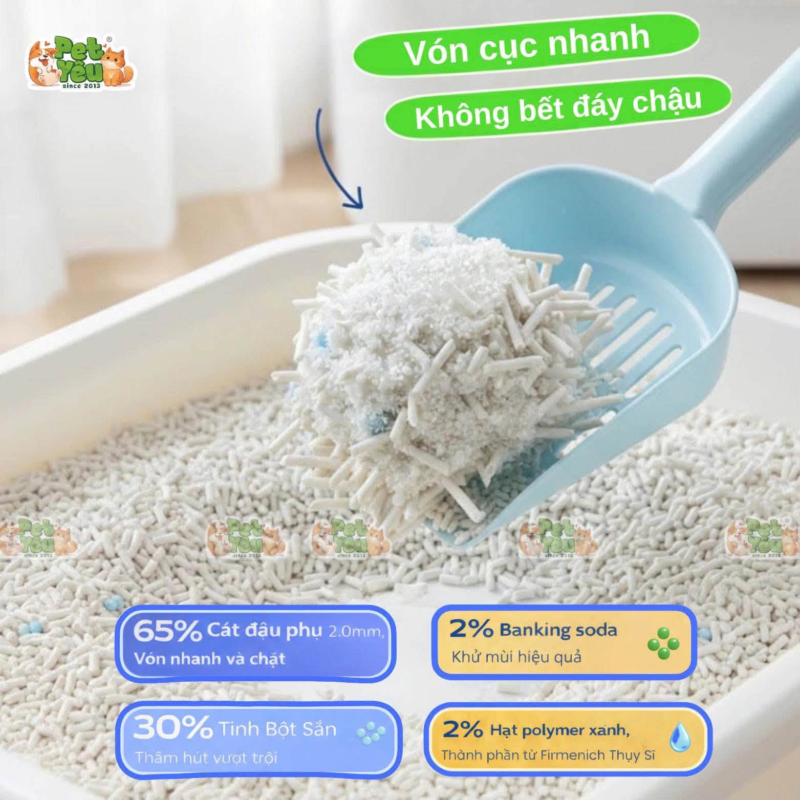 Cát vệ sinh mèo Miaomi Mix Cát đậu nành & cát sắn - Túi 2,5Kg