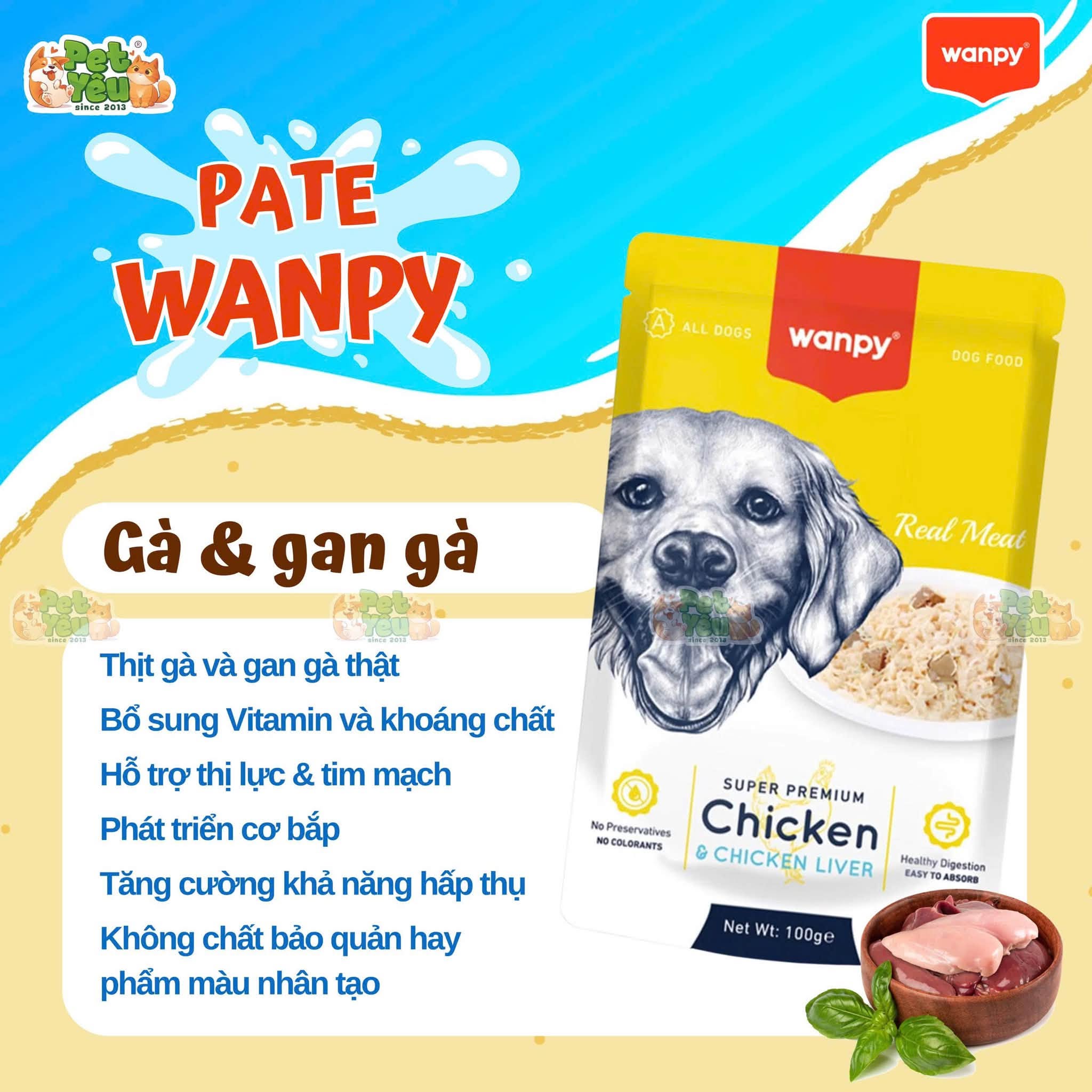 Pate Wanpy Real Meat dành cho chó - 100G