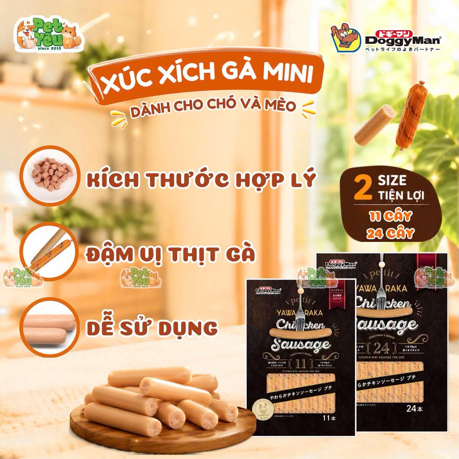 Xúc Xích Gà Mini DoggyMan Dành Cho Chó & Mèo-295