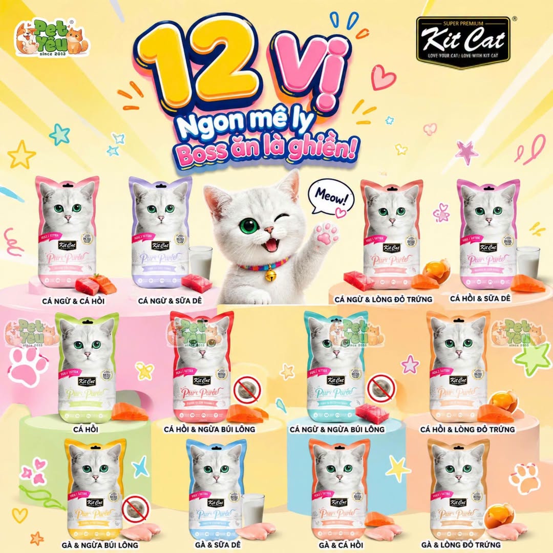 Súp thưởng Kit Cat Purr Puree dành cho mèo từ 2 tháng tuổi - Gói 75G (5 Que x15G)