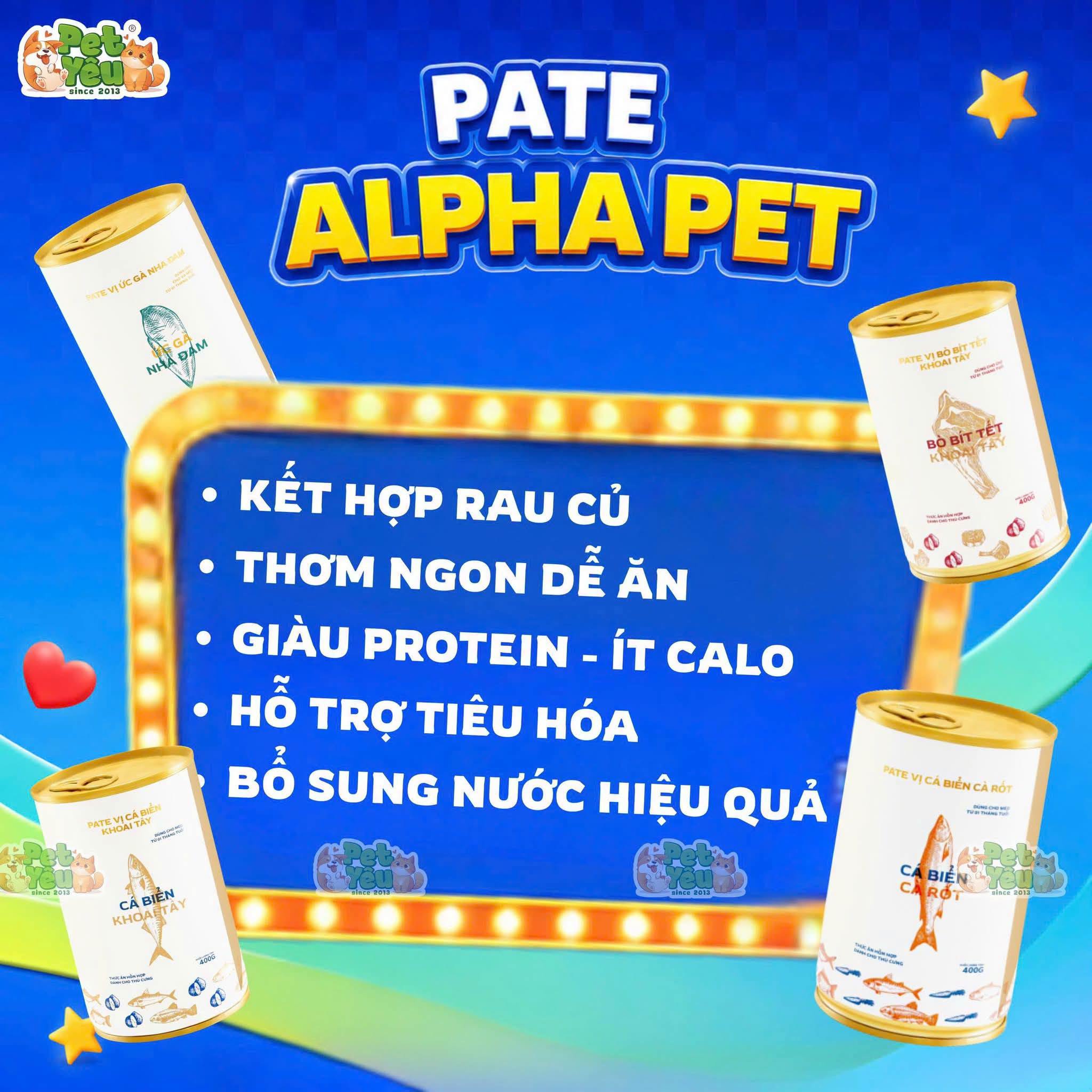 Pate Alpha Pet Cho Chó Mèo Lon 400G