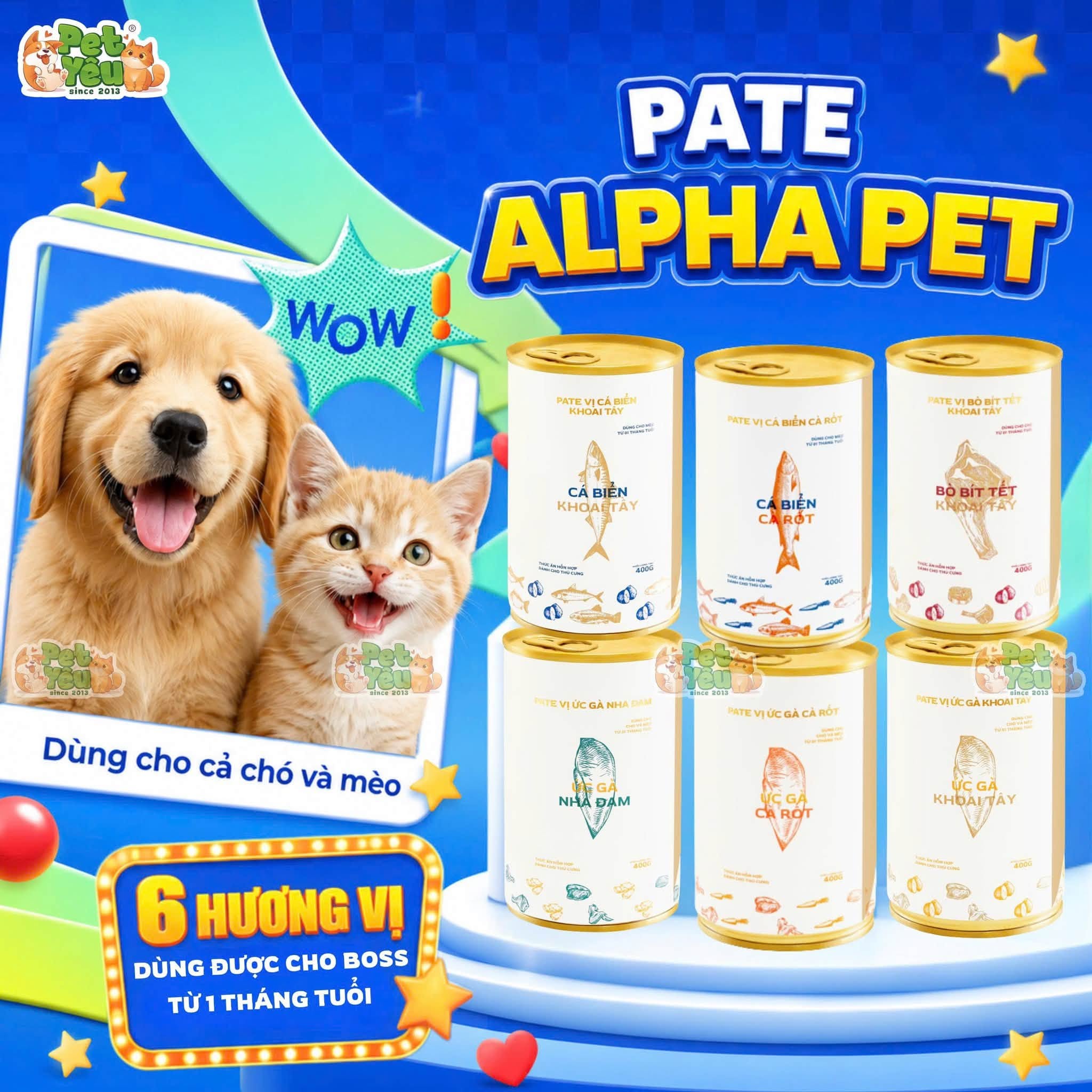 Pate Alpha Pet Cho Chó Mèo Lon 400G