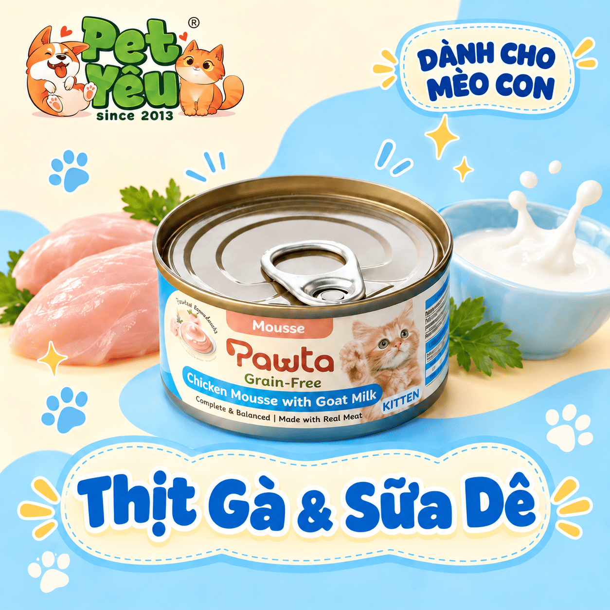 Pate Pawta Không Chứa Ngũ Cốc Cho Mèo Lon 70G 