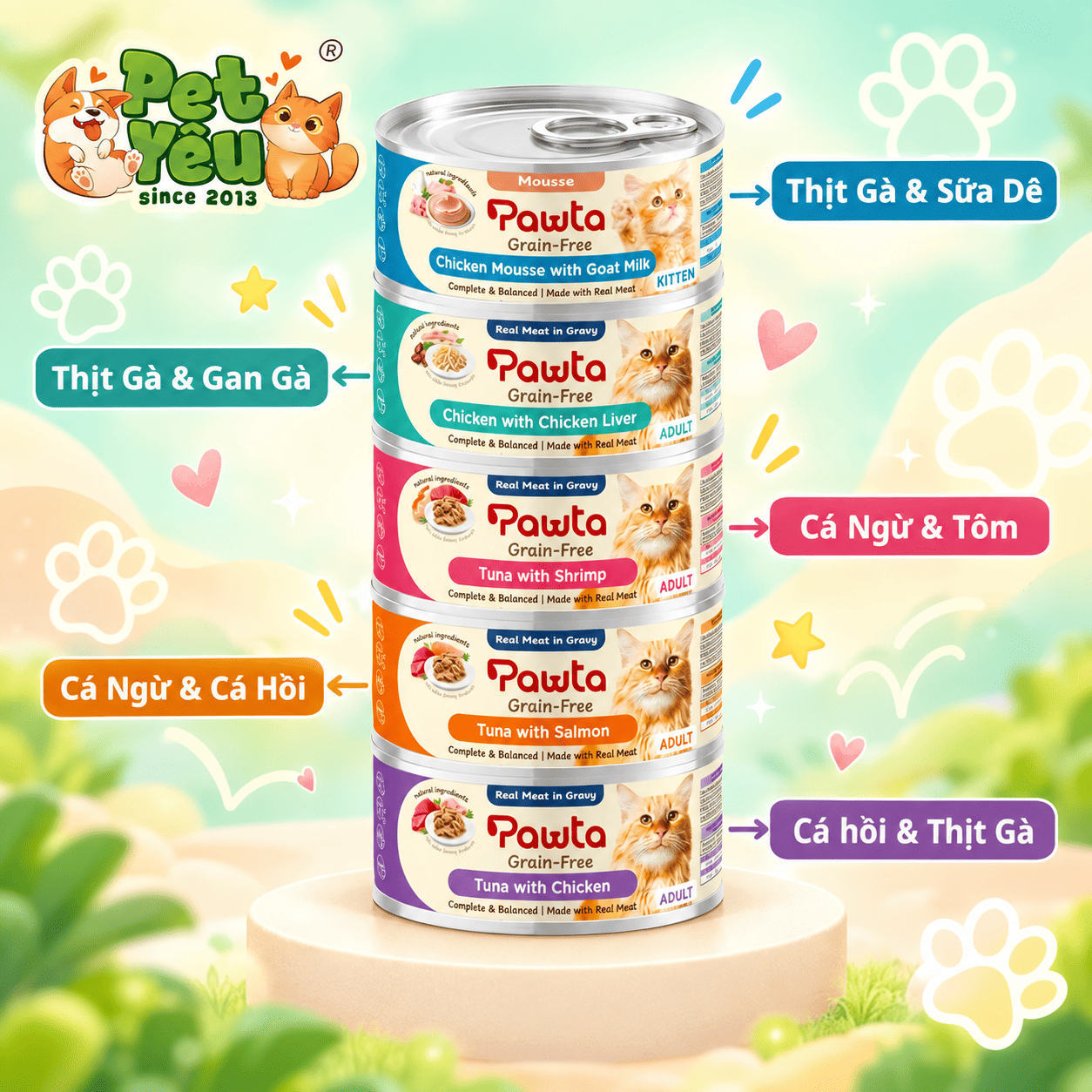 Pate Pawta Không Chứa Ngũ Cốc Cho Mèo Lon 70G 