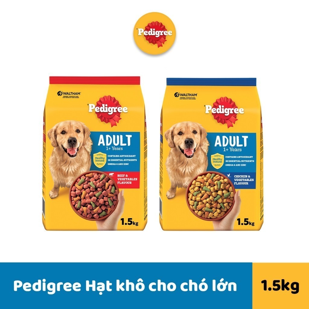 Thức ăn hạt Pedigree dành cho chó lớn - Túi 500Gr và 3Kg