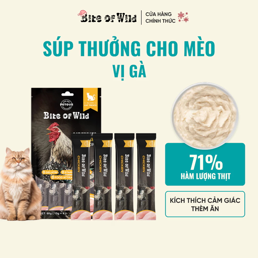 Súp thưởng Bite Of Wild cho mèo gói 60g (4 gói x 15g)