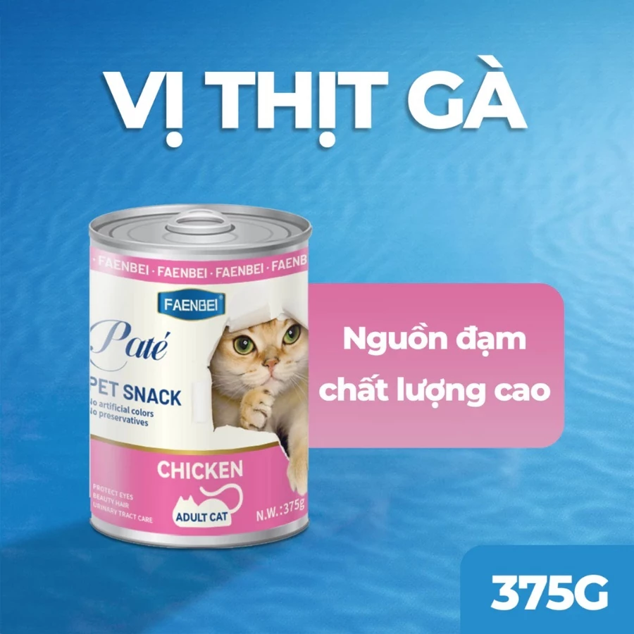 Pate cho mèo từ 3 tháng tuổi FAENBEI- Lon 375G