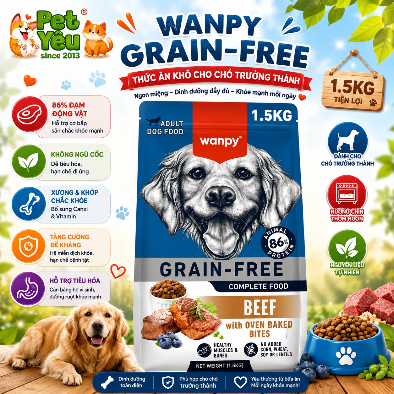 Hạt Wanpy Grain-Free cho chó mọi lứa tuổi