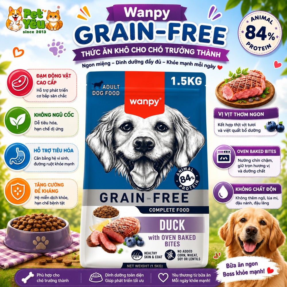 Hạt Wanpy Grain-Free cho chó mọi lứa tuổi