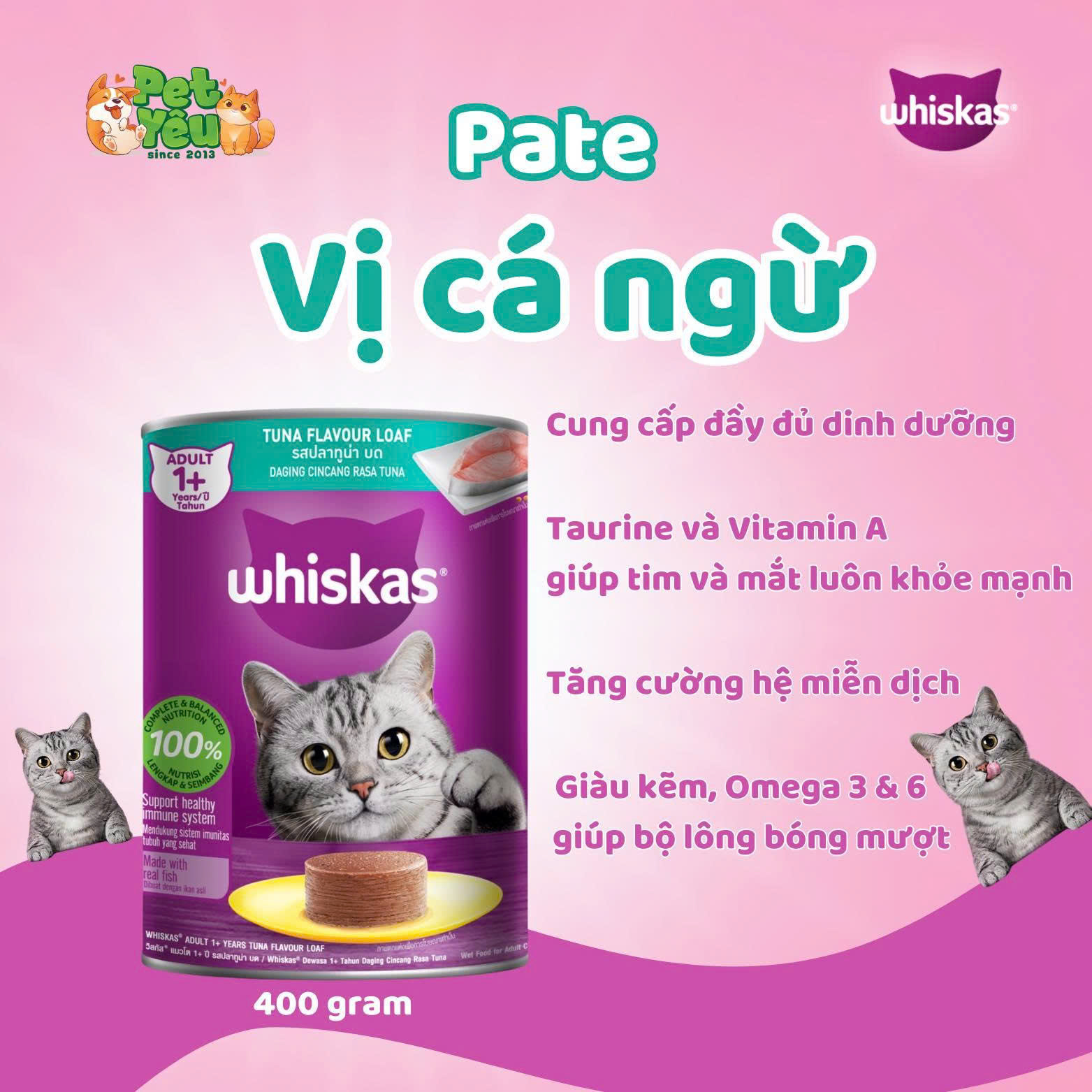 Pate Whiskas dành cho mèo-Lon 400G